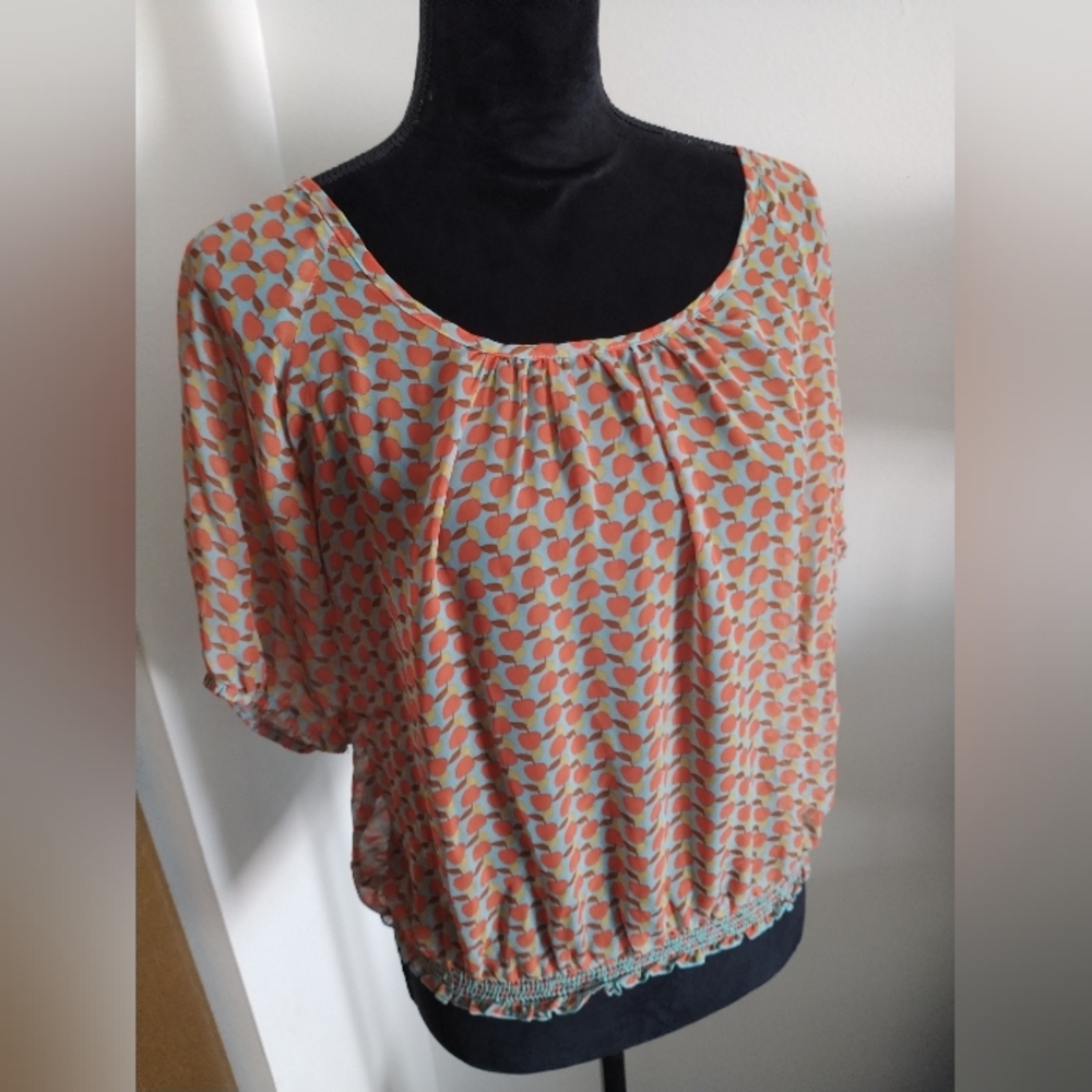 Lily Star Vibrant Orange and Blue Blouse